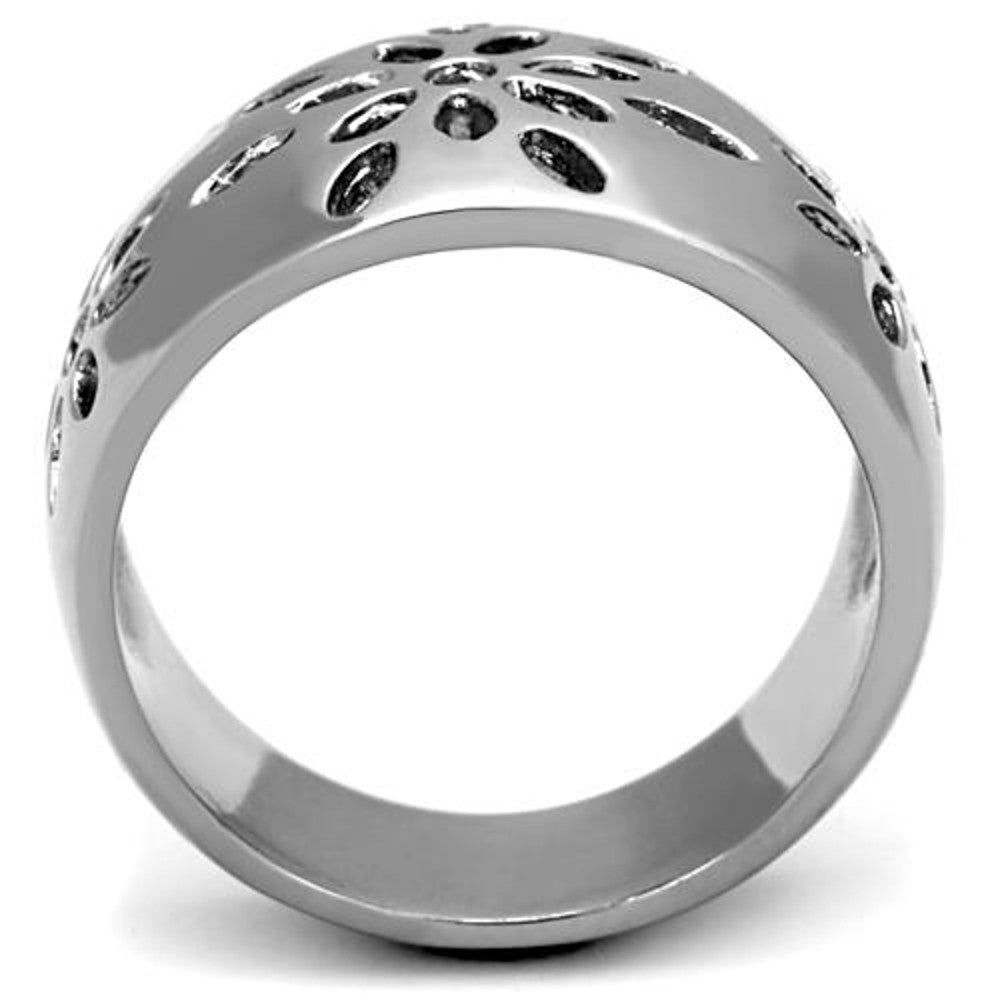ARTK1684 Stainless Steel 316 High Polished Flower Design Fashion Ring Women's Size 5-10